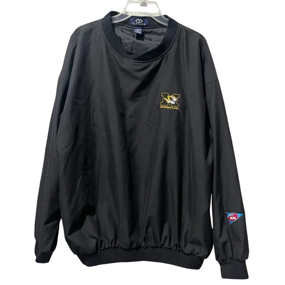Vantage Windbreaker BLACK Pullover‎ Mens XL Mizzou Missouri Tigers NCAA